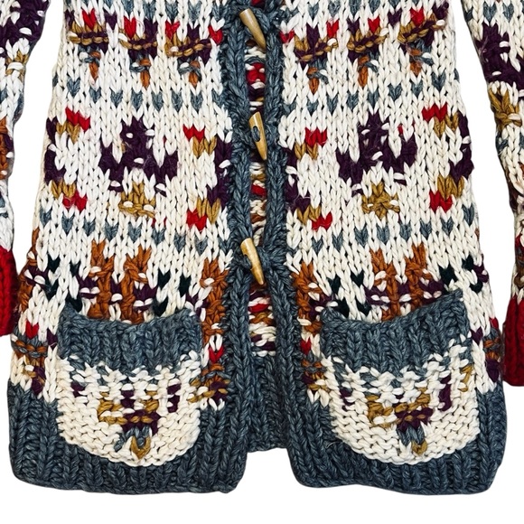Anthropologie Sleeping On Snow Women’s Sz M Long Knit Cardigan Sweater Nordic - Picture 6 of 12